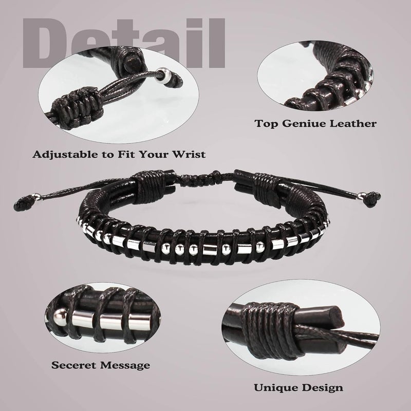 Btysun Valentines Day Gifts for Him Boyfriend Morse Code Bracelets for Men Husband Mens Bracelets Graduation Gifts for Him Fathers Day Adjustable Leather Bracelet Motivational Birthday Annivesary Jewelry Stocking Stuffers - Image 5
